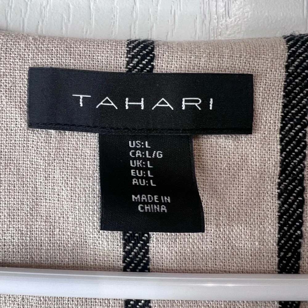 Tahari Beige and Black Linen Blend Vest size L - Picture 5 of 12